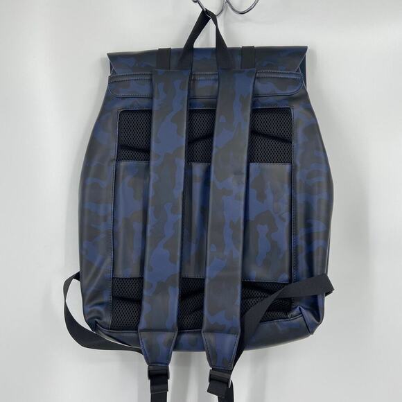 Duchamp Backpack Navy Camouflage Camo Rubberized Foldover Padded Straps - Picture 9 of 12